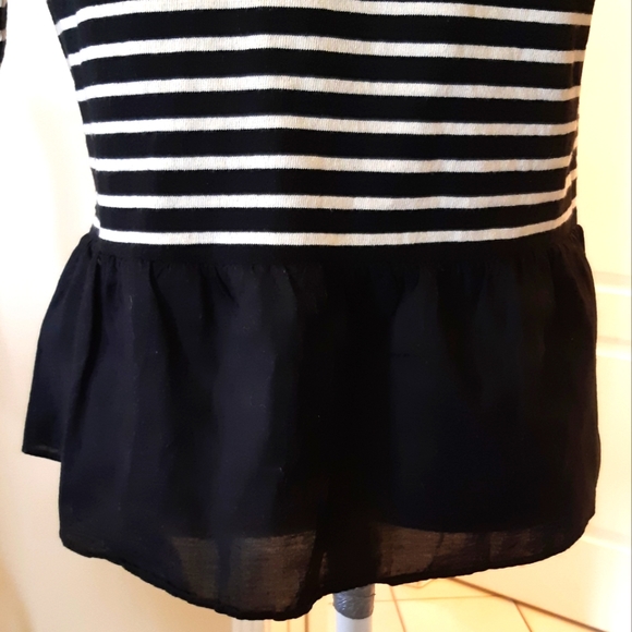 KKAM JUU MOON 23 size medium striped peplum knit and cotton crewneck top - Picture 7 of 10